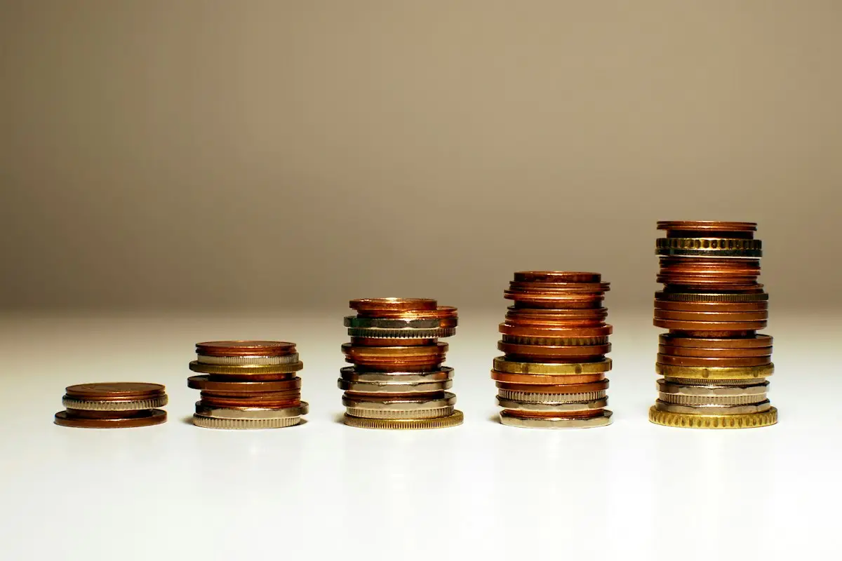 Stacks of coins increasing in height