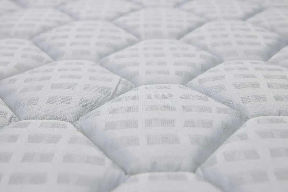 Close-up of white quilted mattress fabric