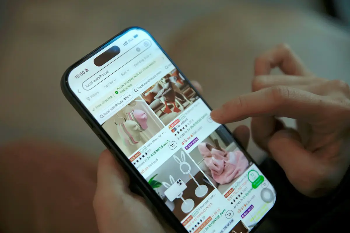 Person browsing online shopping on a phone